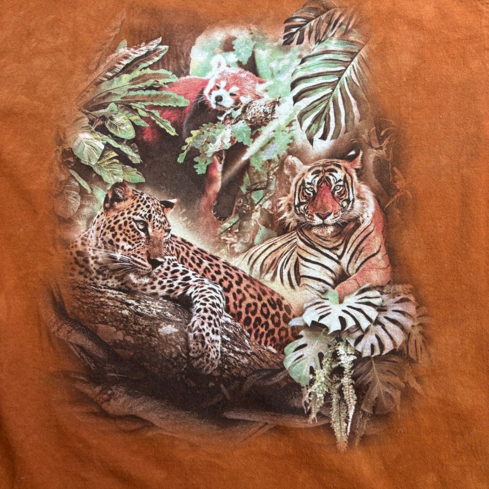 The Mountain Rainforest Cafe Orlando Orange Graphic Shirt Mens XL Tiger Leopard - Picture 2 of 8